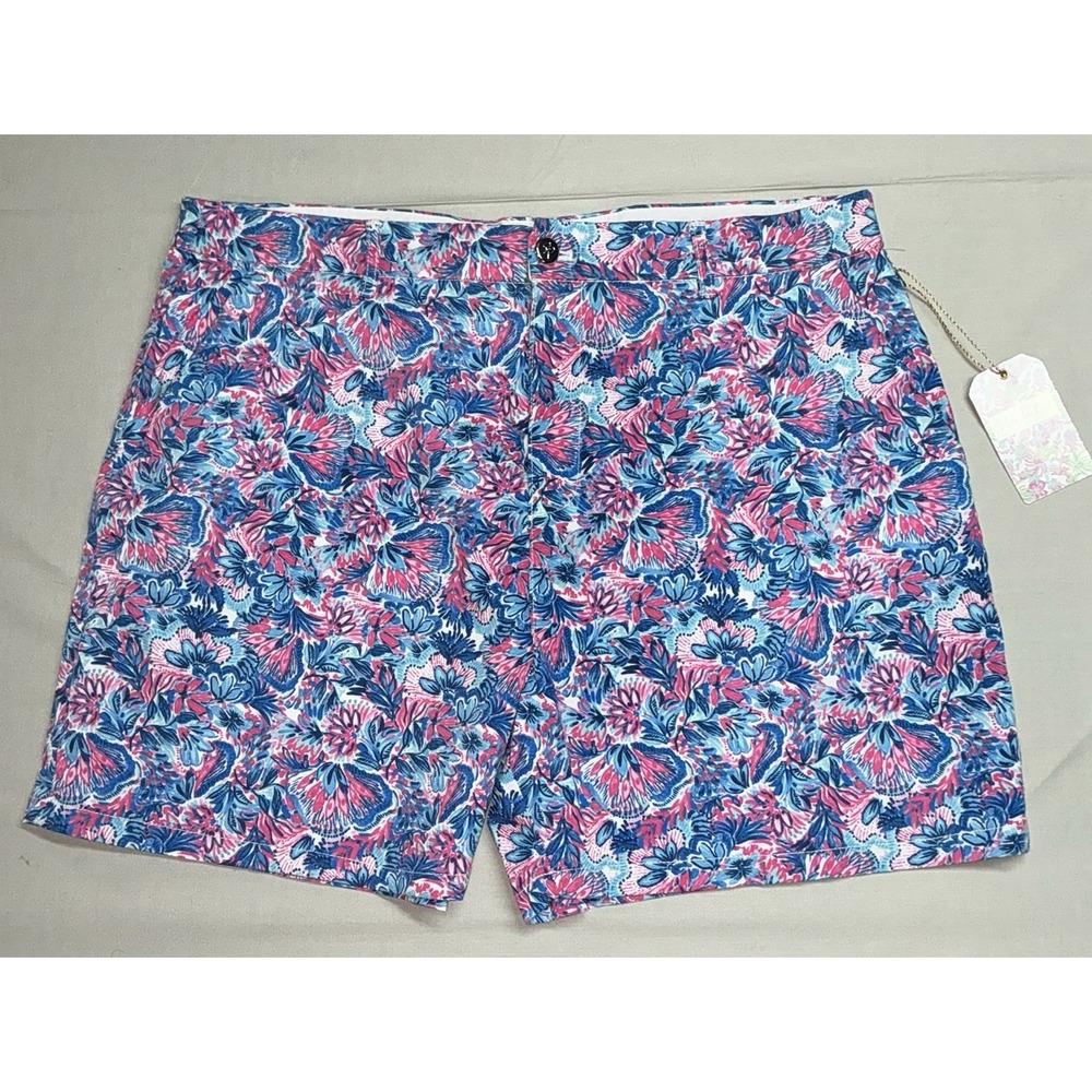 Stella Parker Collection Women Sz 16 Red Blue Floral Print Shorts NWT
